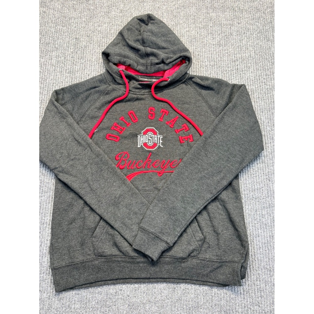 Colosseum Ohio State Buckeyes Hoodie Womens Small Gray Red Embroidered Pullover